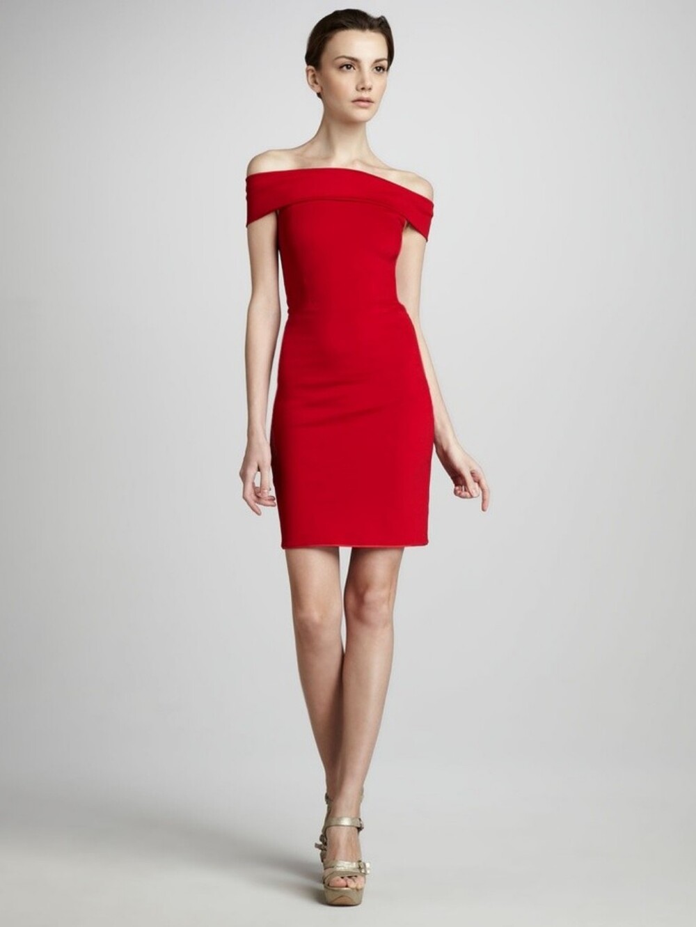 Halston Heritage Red Off The Shoulder Bodycon Mini Bandage Dress Size 2 Party